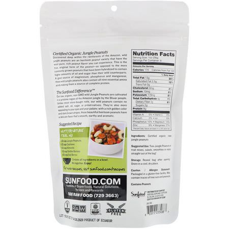 花生, 種子: Sunfood, Raw Organic Jungle Peanuts, 8 oz (227 g)