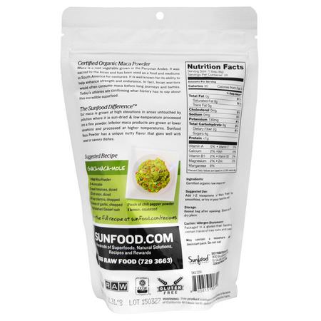 瑪咖, 順勢療法: Sunfood, Raw Organic Maca Powder, 8 oz (227 g)