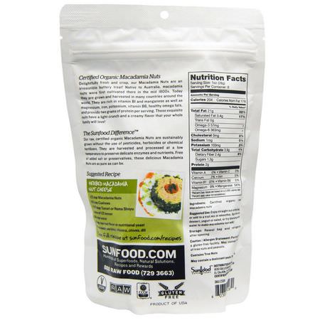 種子, 堅果: Sunfood, Raw Organic Macadamia Nuts, 8 oz (227 g)