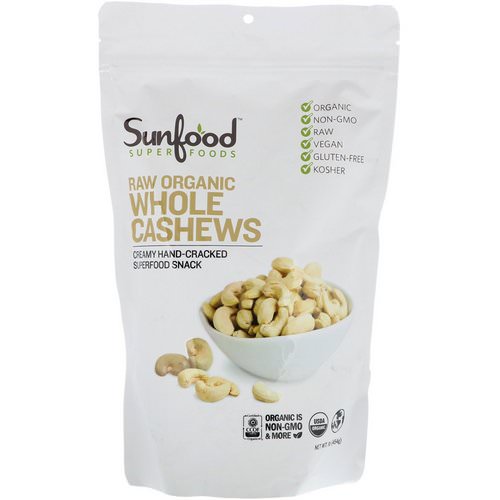 Sunfood, Raw Organic Whole Cashews, 1 lb (454 g) Review