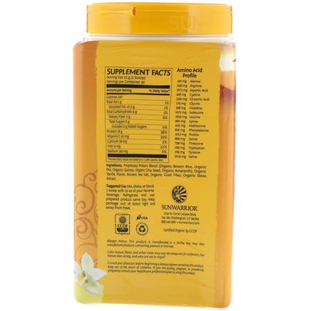 植物性, 植物性蛋白: Sunwarrior, Classic Plus Protein, Organic Plant Based, Vanilla, 1.65 lb (750 g)