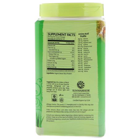大米蛋白, 植物性蛋白: Sunwarrior, Classic Protein, Organic Plant-Based, Natural, 1.65 lb (750 g)
