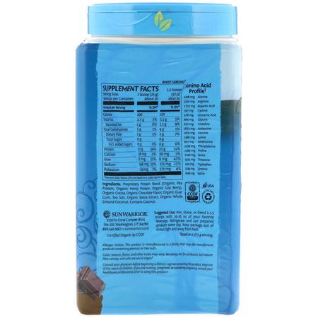 植物性, 植物性蛋白: Sunwarrior, Warrior Blend Protein, Organic Plant-Based, Chocolate, 1.65 lb (750 g)