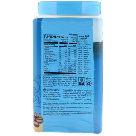 植物性, 植物性蛋白: Sunwarrior, Warrior Blend Protein, Organic Plant-Based, Mocha, 1.65 lb (750 g)
