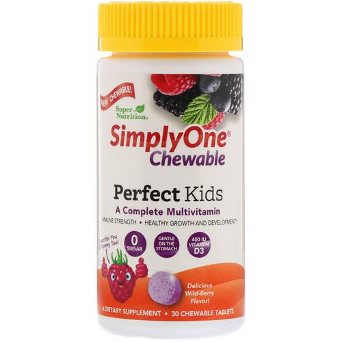 Super Nutrition, Perfect Kids, A Complete Multi-Vitamin, Wild-Berry Flavor, 30 Chewable Tablets Review