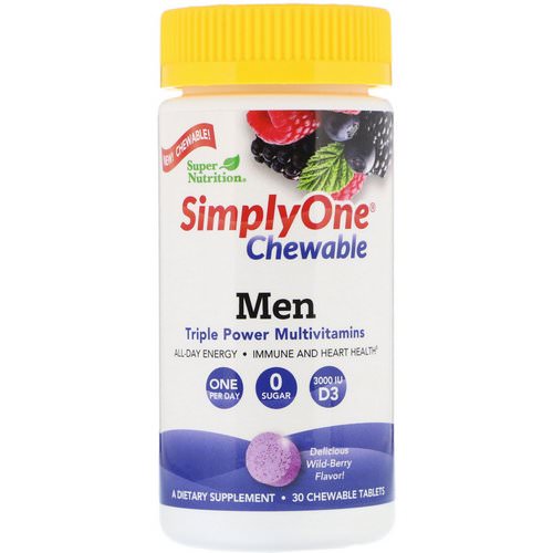 Super Nutrition, SimplyOne, Men, Triple Power Chewable Multivitamin, Wild-Berry Flavor, 30 Chewable Tablets Review