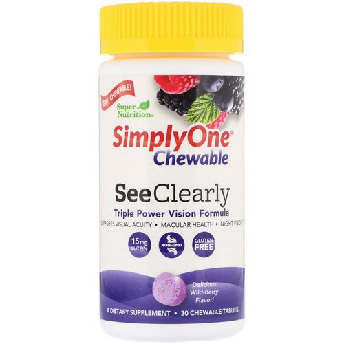 Super Nutrition, SimplyOne, See Clearly, Triple Power Vision Formula, Wild-Berry Flavor, 30 Chewable Tablets Review