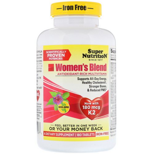 Super Nutrition, Women's Blend, Iron Free, 180 Tablets Review