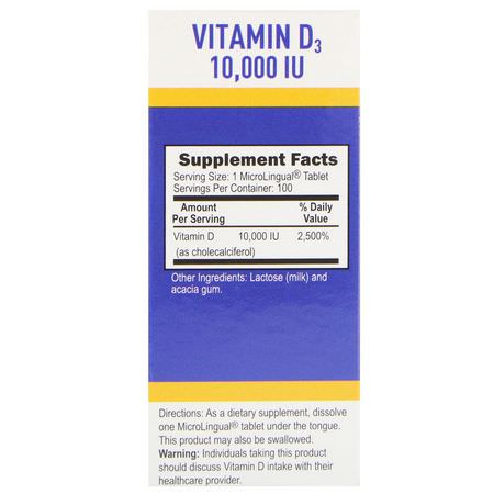 D3膽鈣化固醇, 維生素D: Superior Source, Extra Strength Vitamin D3, 10,000 IU, 100 MicroLingual Instant Dissolve Tablets