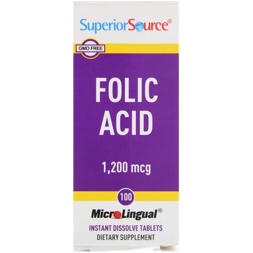 Superior Source, Folic Acid, 1,200 mcg, 100 MicroLingual Instant Dissolve Tablets Review