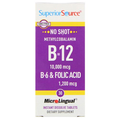 Superior Source, Methylcobalamin B-12 10,000 mcg, B-6 & Folic Acid 1,200 mcg, 30 MicroLingual Instant Dissolve Tablets Review