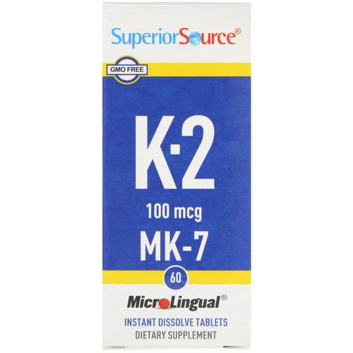Superior Source, Vitamin K-2, 100 mcg, 60 Microlingual Instant Dissolve Tablets Review