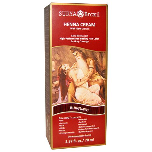 Surya Brasil, Henna Cream, Hair Coloring & Conditioning Treatment, Burgundy, 2.37 fl oz (70 ml) Review