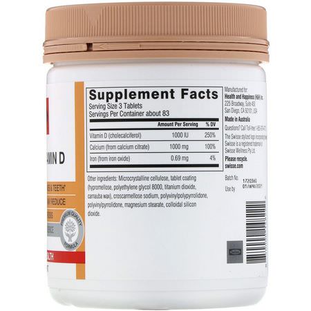 鈣加維生素D, 鈣: Swisse, Ultiboost, Calcium + Vitamin D, 250 Tablets