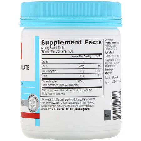 葡萄糖胺, 關節: Swisse, Ultiboost, Glucosamine Sulfate, 1,500 mg, 180 Tablets