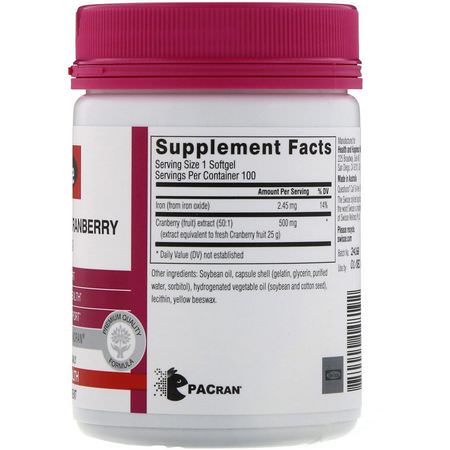 蔓越莓, 順勢療法: Swisse, Ultiboost, High Strength Cranberry, 25,000 mg, 100 Softgels