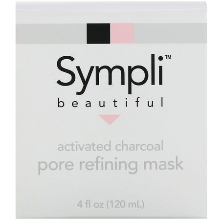 木炭或活性炭, 淡斑口罩: Sympli Beautiful, Activated Charcoal Pore Refining Mask, 4 fl oz (120 ml)