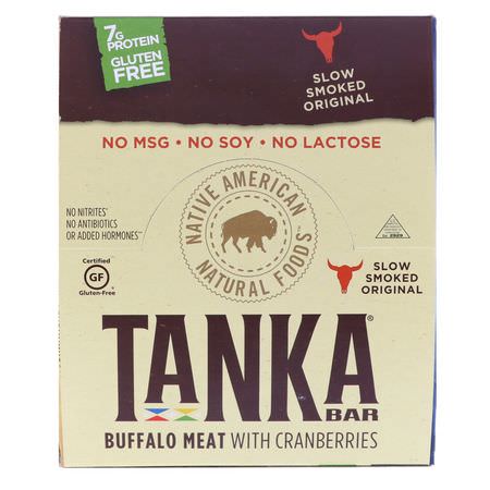 肉類零食, 生澀: Tanka, Bar, Buffalo Meat with Cranberries, Slow Smoked Original, 12 Bars, 1 oz (28.4 g) Each