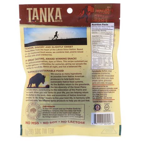 肉類零食, 生澀: Tanka, Bites, Buffalo Meat with Cranberries, Slow-Smoked Original, 30 oz (85 g)