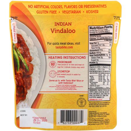 : Tasty Bite, Indian, Vindaloo, Hot & Spicy, 10 oz (285 g)