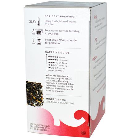 英式早餐茶, 紅茶: Tazo Teas, Awake English Breakfast, Black Tea, 20 Filterbags, 1.8 oz (51 g)