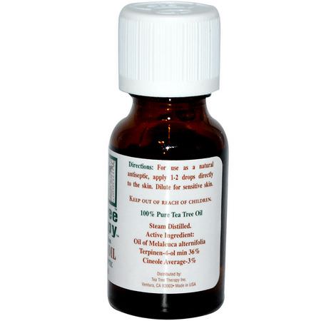 皮膚護理, 茶樹油外用: Tea Tree Therapy, Tea Tree Oil, .5 fl oz (15 ml)