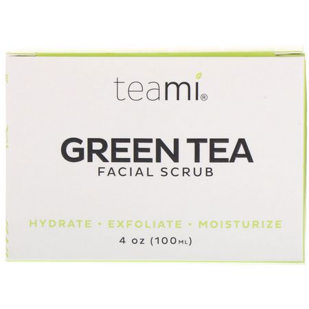 去角質, 去角質: Teami, Green Tea Facial Scrub, 4 oz (100 ml)