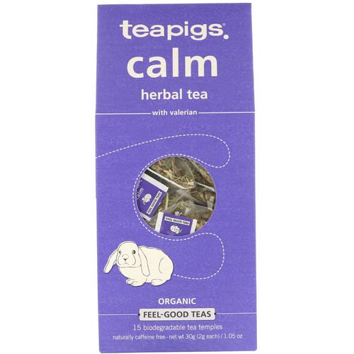 TeaPigs, Calm Herbal Tea with Valerian, Caffeine Free, 15 Tea Temples, 1.05 oz (30 g) Review