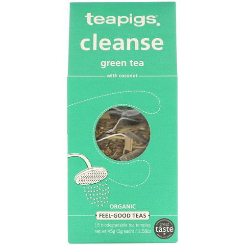 TeaPigs, Cleanse Green Tea with Coconut, 15 Tea Temples, 1.58 oz (45 g) Review