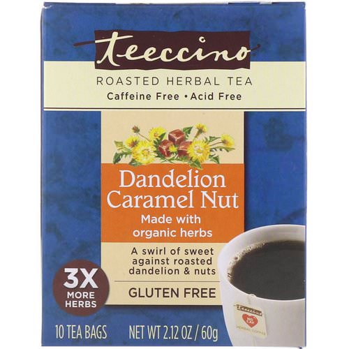 Teeccino, Roasted Herbal Tea, Dandelion Caramel Nut, Caffeine Free, 10 Tea Bags, 2.12 oz (60 g) Review