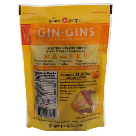 糖果, 巧克力: The Ginger People, Gin Gins, Hard Ginger Candy, Double Strength, 3 oz (84 g)