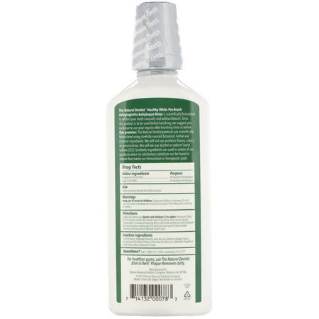 噴霧, 沖洗: The Natural Dentist, Healthy White, Pre-Brush Antigingivitis/Antiplaque Rinse, Clean Mint, 16.9 fl oz (500 ml)