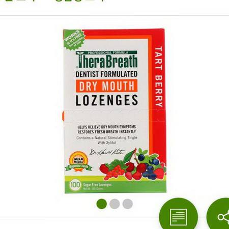 TheraBreath, Dry Mouth Lozenges, Mandarin Mint, 100 Wrapped Lozenges, 165 g
