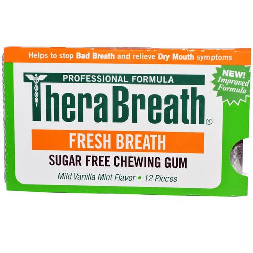 TheraBreath, Fresh Breath, Sugar Free Chewing Gum, Mild Vanilla Mint Flavor, 12 Pieces Review