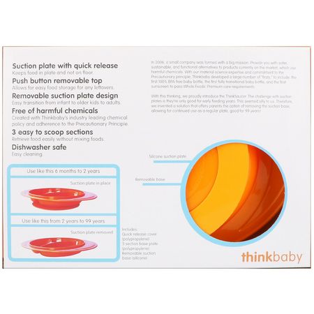 碗, 盤子: Think, Thinkbaby, Thinksaucer, Convertible Suction Plate, Orange, 1 Convertible Suction Plate