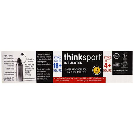 振動器水瓶: Think, Thinksport, Insulated Sports Bottle, Mint Green, 17 oz (500 ml)