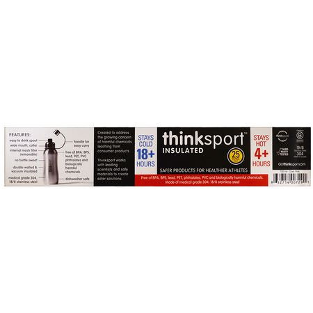 搖床, 水壺: Think, Thinksport, Insulated Sports Bottle, Mint Green, 25 oz (750 ml)