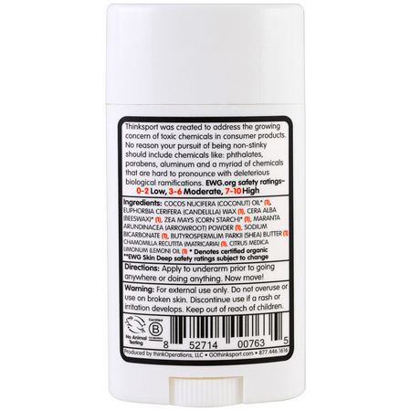 浴用除臭劑: Think, Thinksport, Natural Deodorant, Chamomile Citrus, 2.9 oz (85.8 ml)
