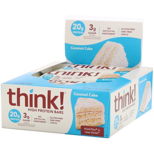 ThinkThin, High Protein Bars, Coconut Cake, 10 Bars, 2.1 oz (60 g) Each Review