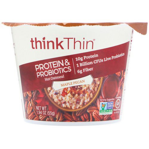 ThinkThin, Protein & Probiotics Hot Oatmeal, Maple Pecan, 1.94 oz (55 g) Review