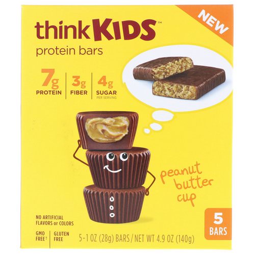 ThinkThin, ThinkKids, Protein Bars, Peanut Butter Cup, 5 Bars, 1 oz (28 g ) Each Review