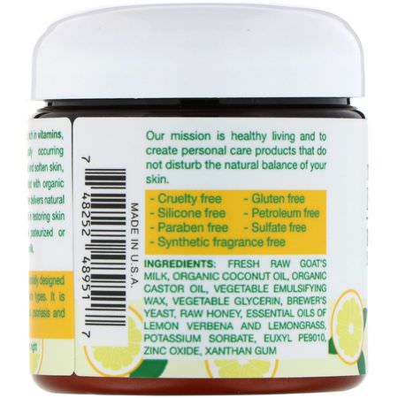 沐浴露: Tierra Mia Organics, Body Butter, Raw Goat Milk, Skin Therapy, Lemon Verbena, 4 fl oz (113 g)