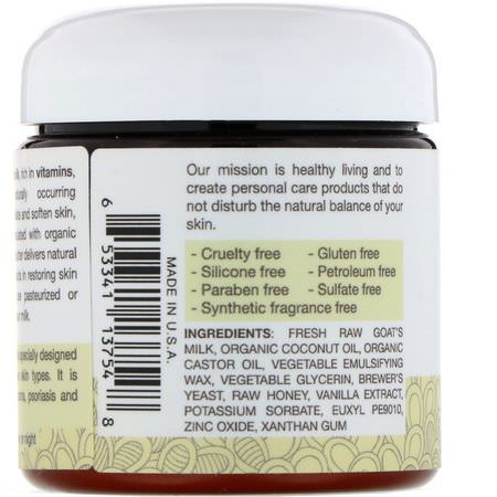 濕疹, 皮膚護理: Tierra Mia Organics, Body Butter, Raw Goat Milk, Skin Therapy, Vanilla, 4 fl oz (113 g)
