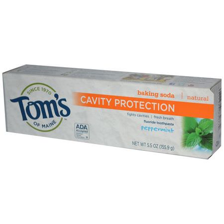 牙膏, 口腔護理: Tom's of Maine, Baking Soda Cavity Protection, Fluoride Toothpaste, Peppermint, 5.5 oz (155.9 g)