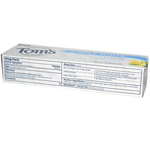 Tom's of Maine, Simply White, Fluoride Toothpaste, Sweet Mint Gel, 4.7 oz (133.2 g) Review