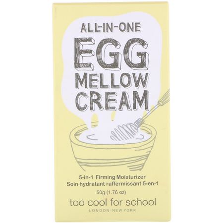 K-美容保濕霜, 乳霜: Too Cool for School, All-in-One Egg Mellow Cream, 5-in-1 Firming Moisturizer, 1.76 oz (50 g)