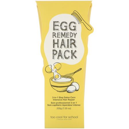 頭皮護理, 頭髮: Too Cool for School, Egg Remedy Hair Pack, 7.05 oz (200 g)