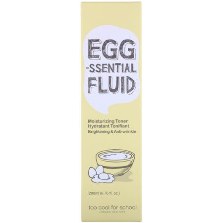 碳粉, K美容潔面乳: Too Cool for School, Egg-ssential Fluid, Moisturizing Toner, 6.76 fl oz (200 ml)