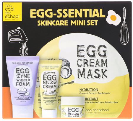 K美容清潔, 磨砂: Too Cool for School, Egg-ssential Skincare Mini Set, 4 Piece Set