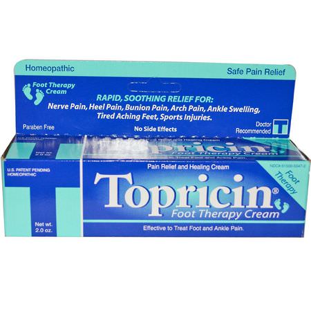 腳霜, 足部護理: Topricin, Foot Therapy Cream, Pain Relief and Healing Cream, 2 oz